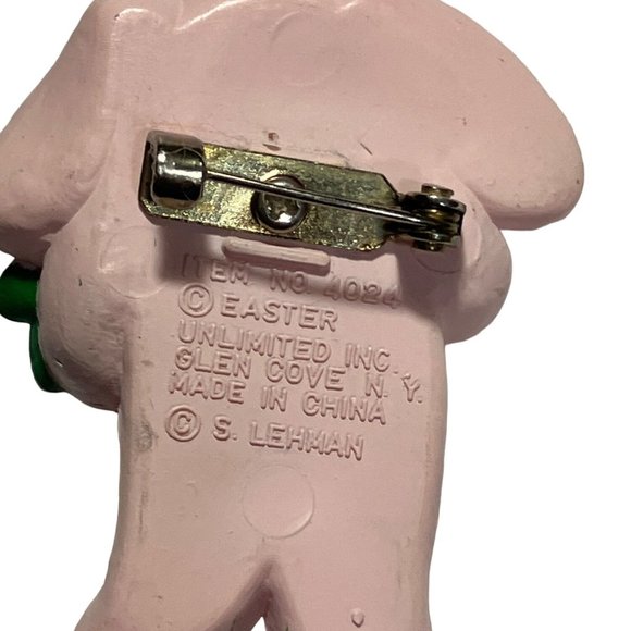 Easter Unlimited Pink Rabbit Bunny Rose Flowers Pin vintage - Picture 6 of 7